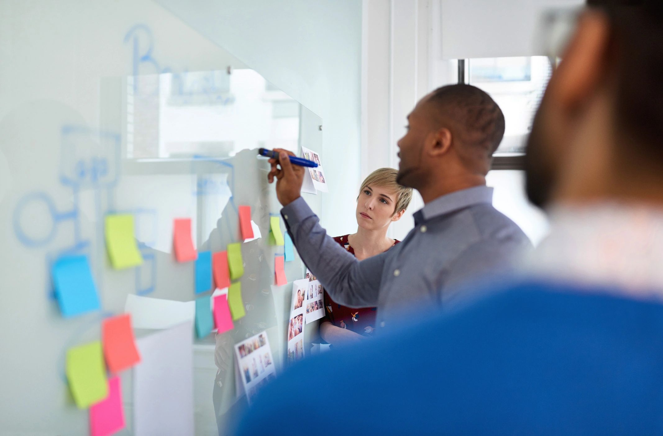 Team in a meeting brainstorming strategy